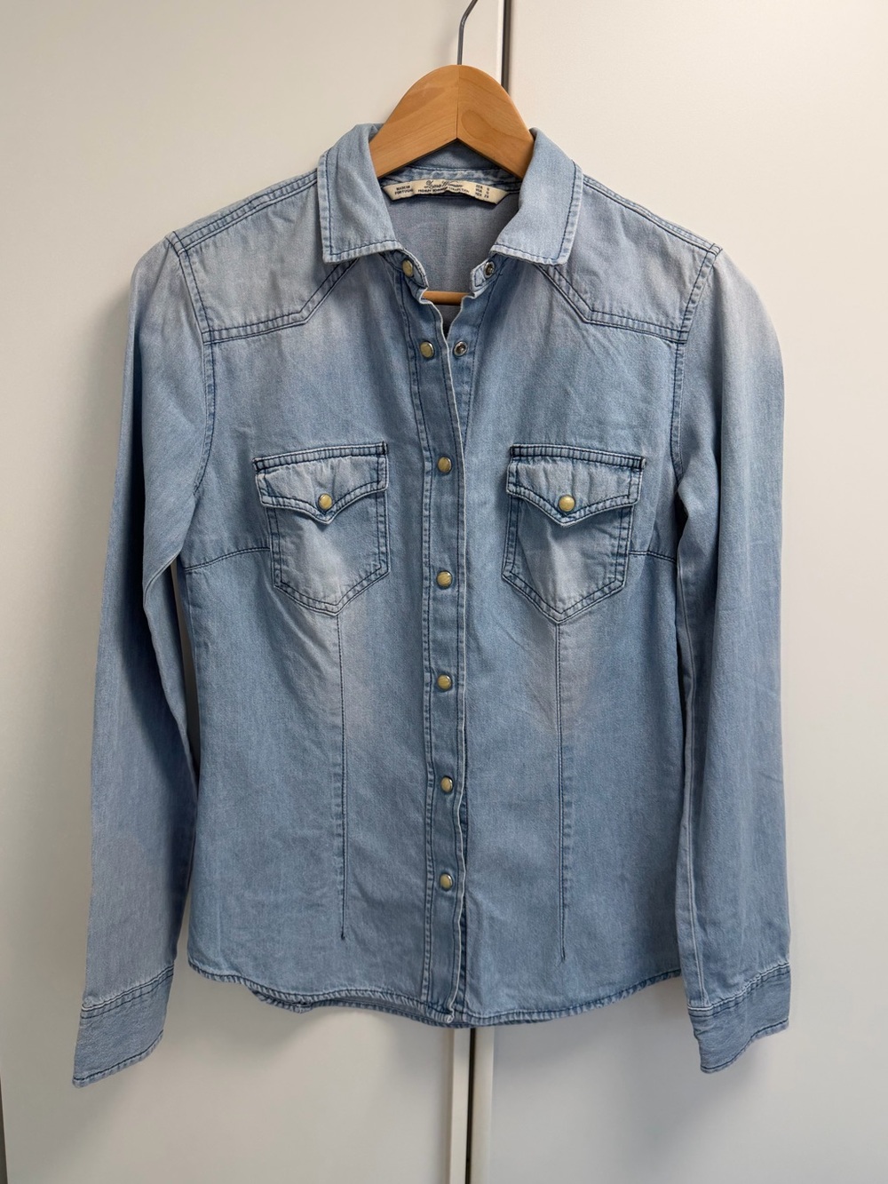 Zara Woman Premium Denimwear Collection Light Blue Denim Button Shirt
